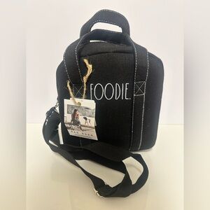 RAE DUNN FOODIE Bag Insulated Black Lunch Box Lunch Tote NWT